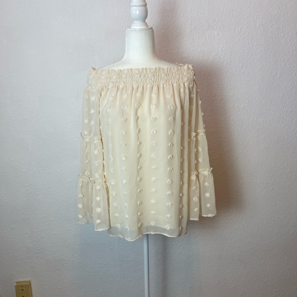 Ivu Jane white dot bell sleeves size S